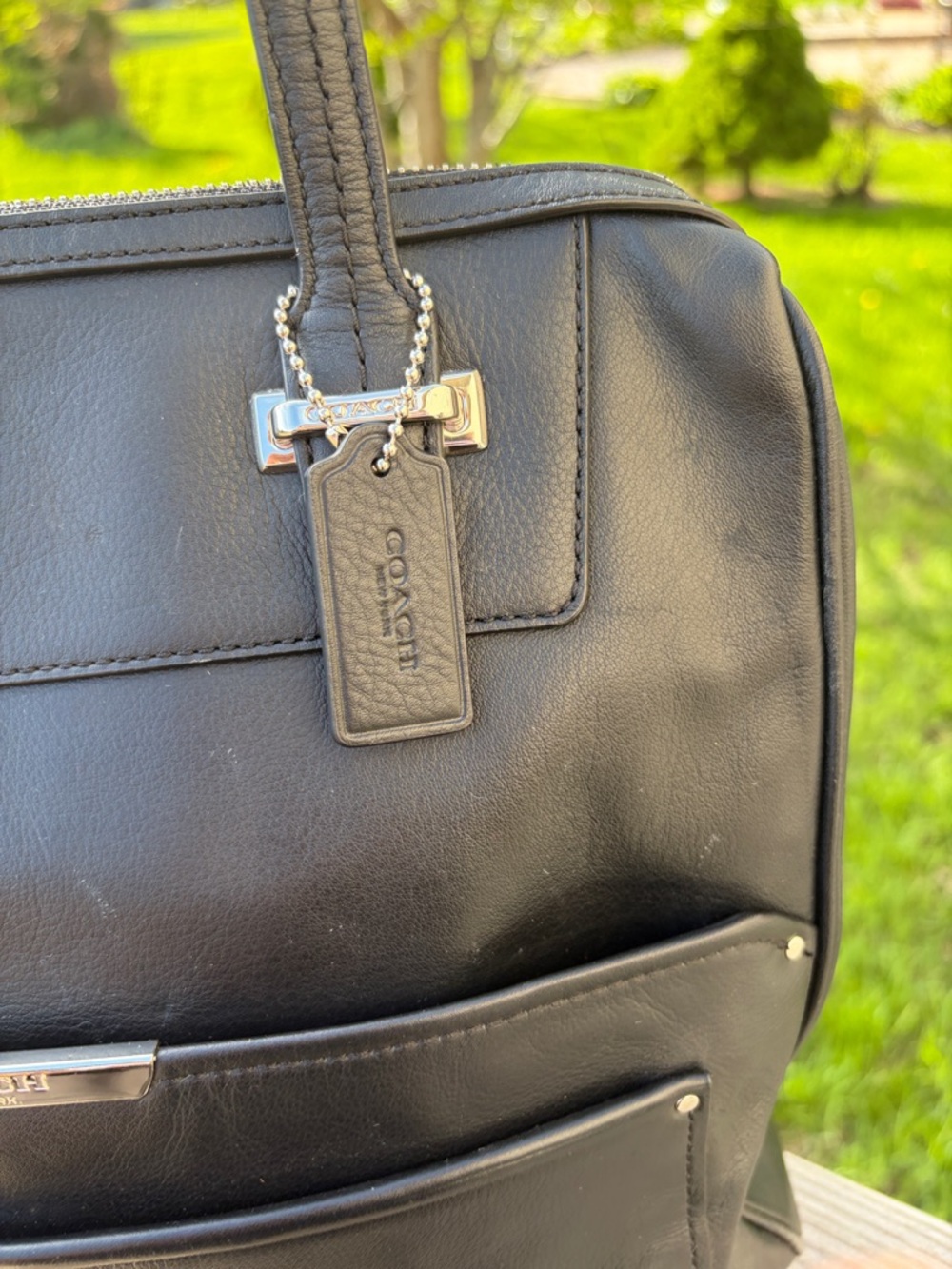 Coach Black Taylor Pebbled Leather Satchel Structured Tote with Front Pocket. - Picture 3 of 12